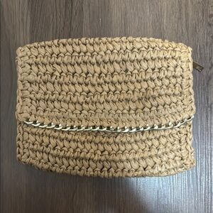 Woven Tan Clutch Bag